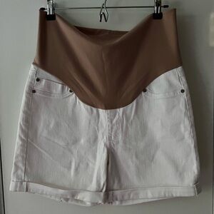 White Maternity Denim Shorts  - size M